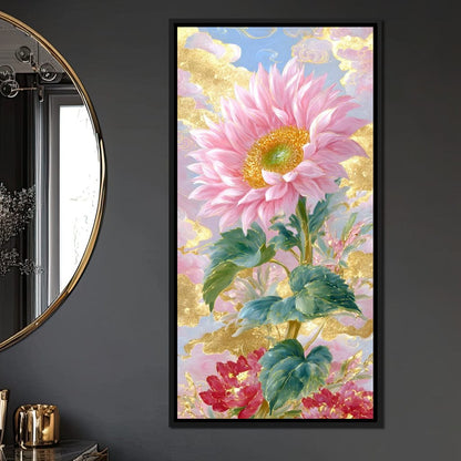Golden Petal Reverie Blooming Canvas Wall Art