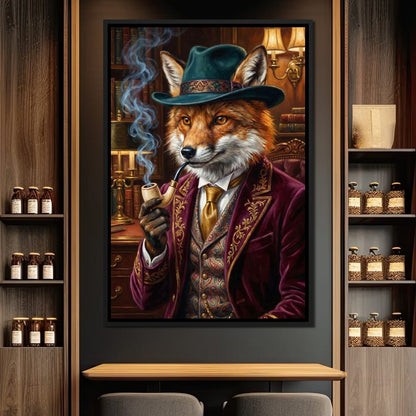 Gentleman Fox Smoking Canvas Wall Art