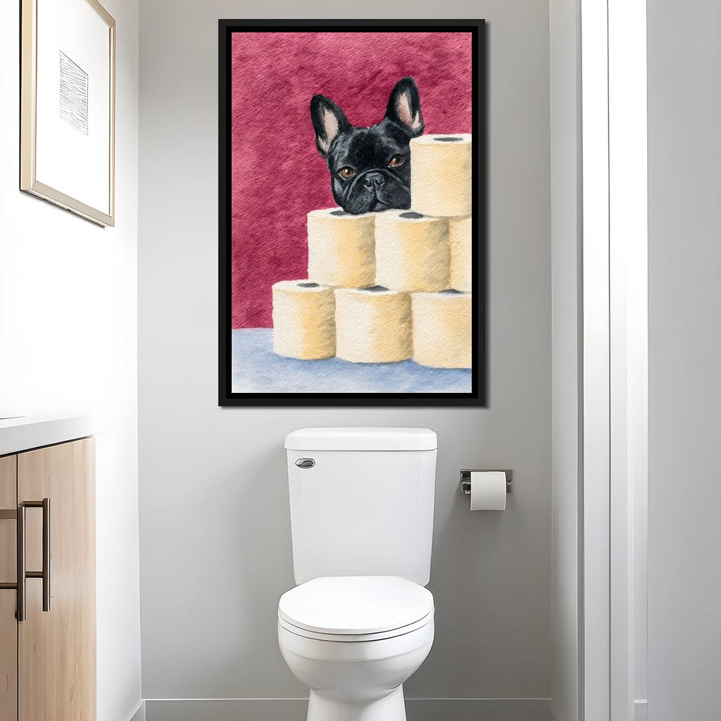 French Bulldog Toilet Roll Sentinel Canvas Wall Art