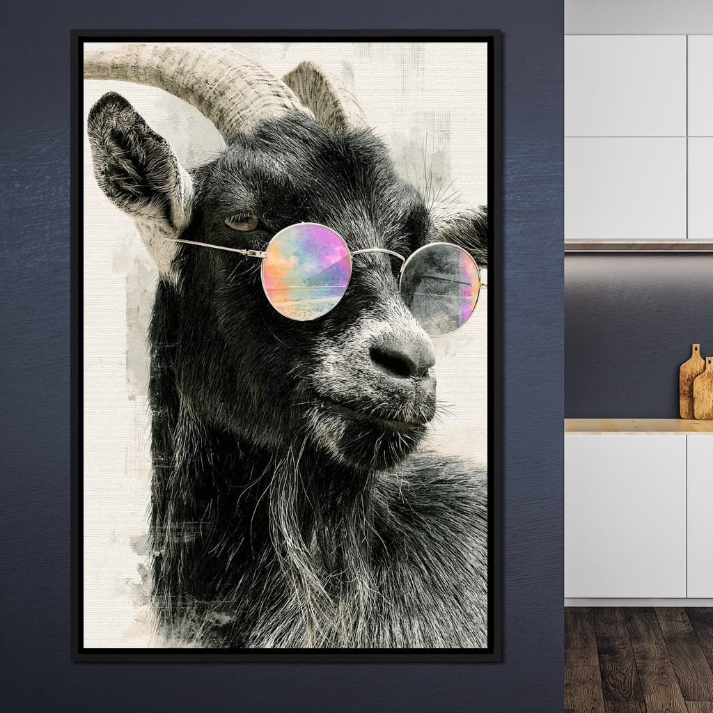 Stray Goat With A Painted Perspective Canvas Wall Art