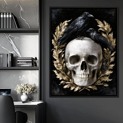 Gilded Crows Upon Bone Canvas Wall Art