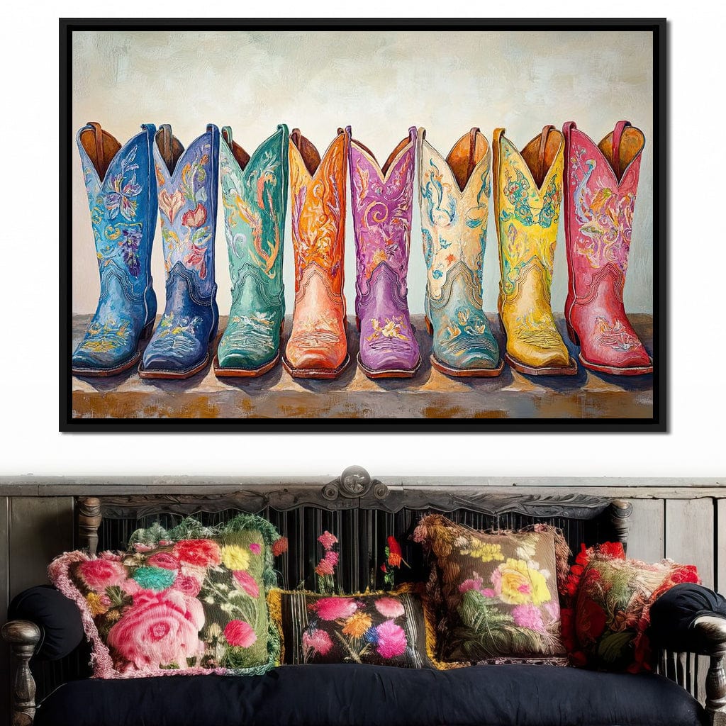 Western Boot Parade Canvas Wall Art