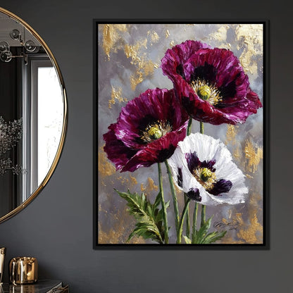 Gold Leaf Poppy Garden Glow Canvas Wall Art