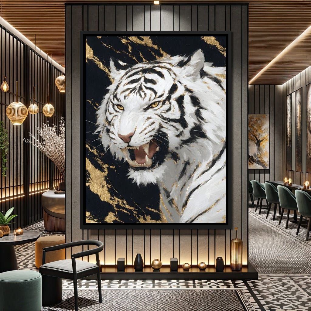 Fierce Aura Golden Roar Canvas Wall Art