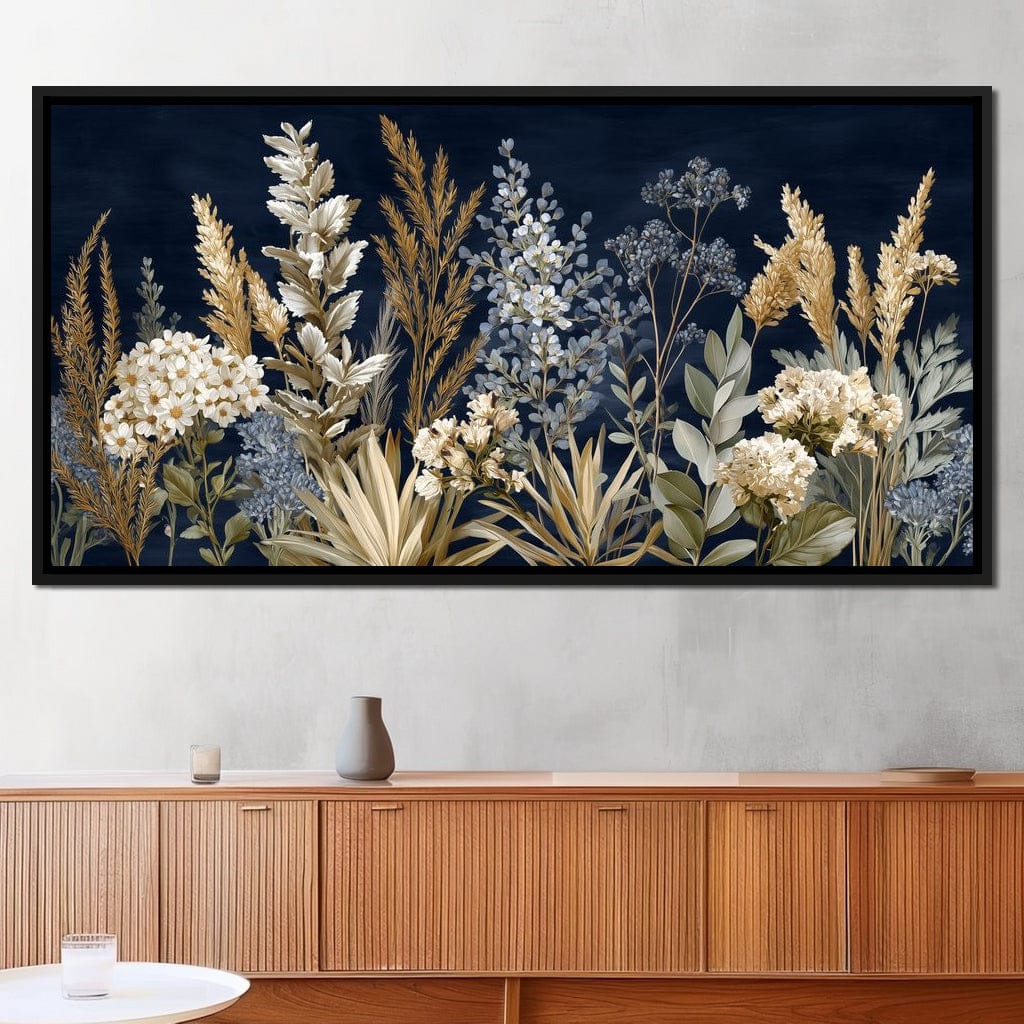 Midnight Botanical Bouquet Canvas Wall Art