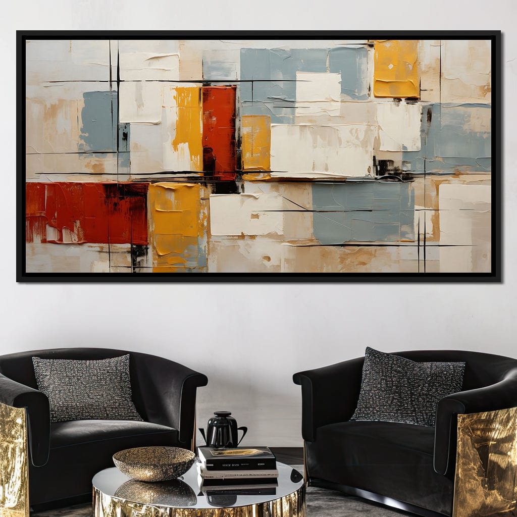 Abstract Ochre Geometry Fields Canvas Wall Art