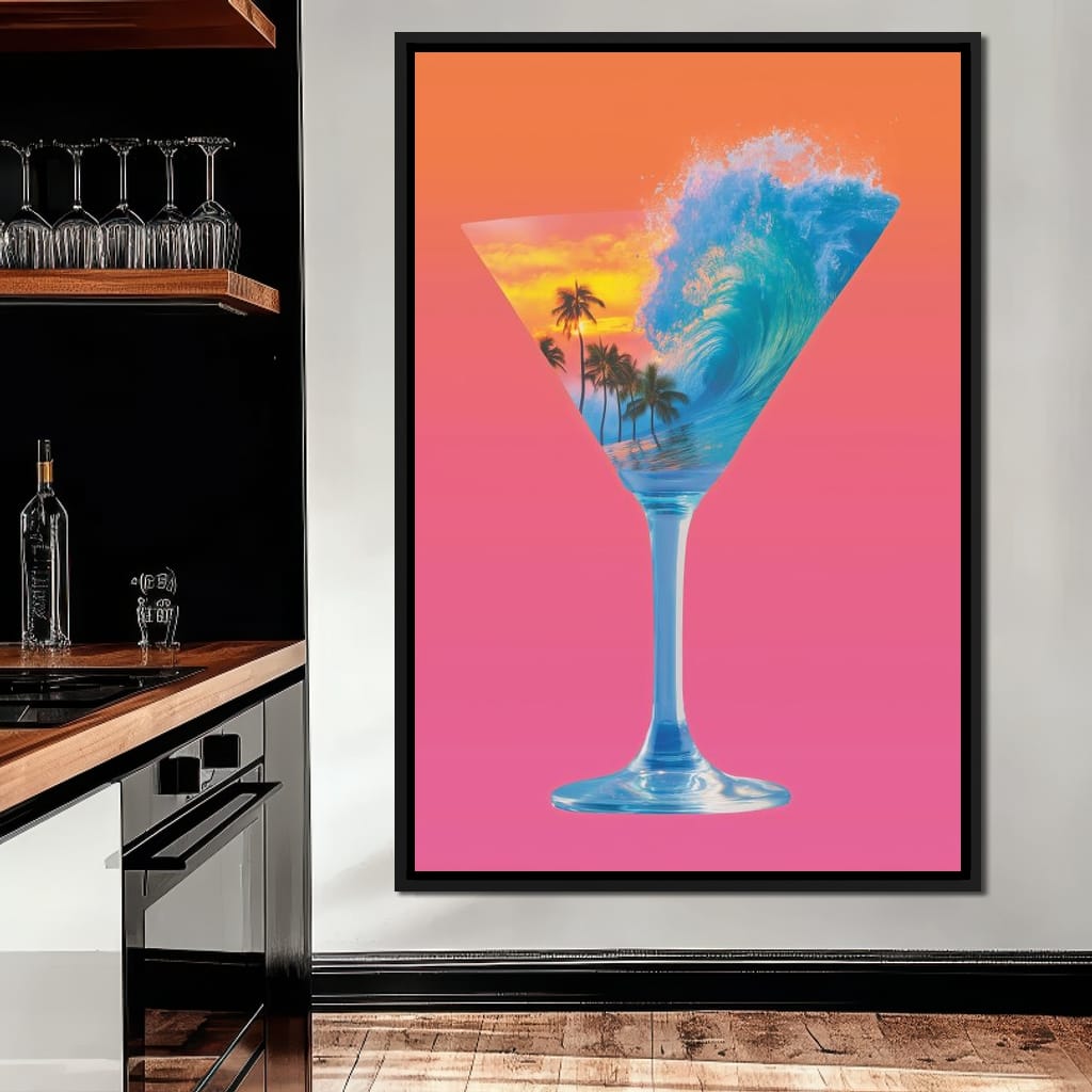 Double Exposure Martini Canvas Wall Art