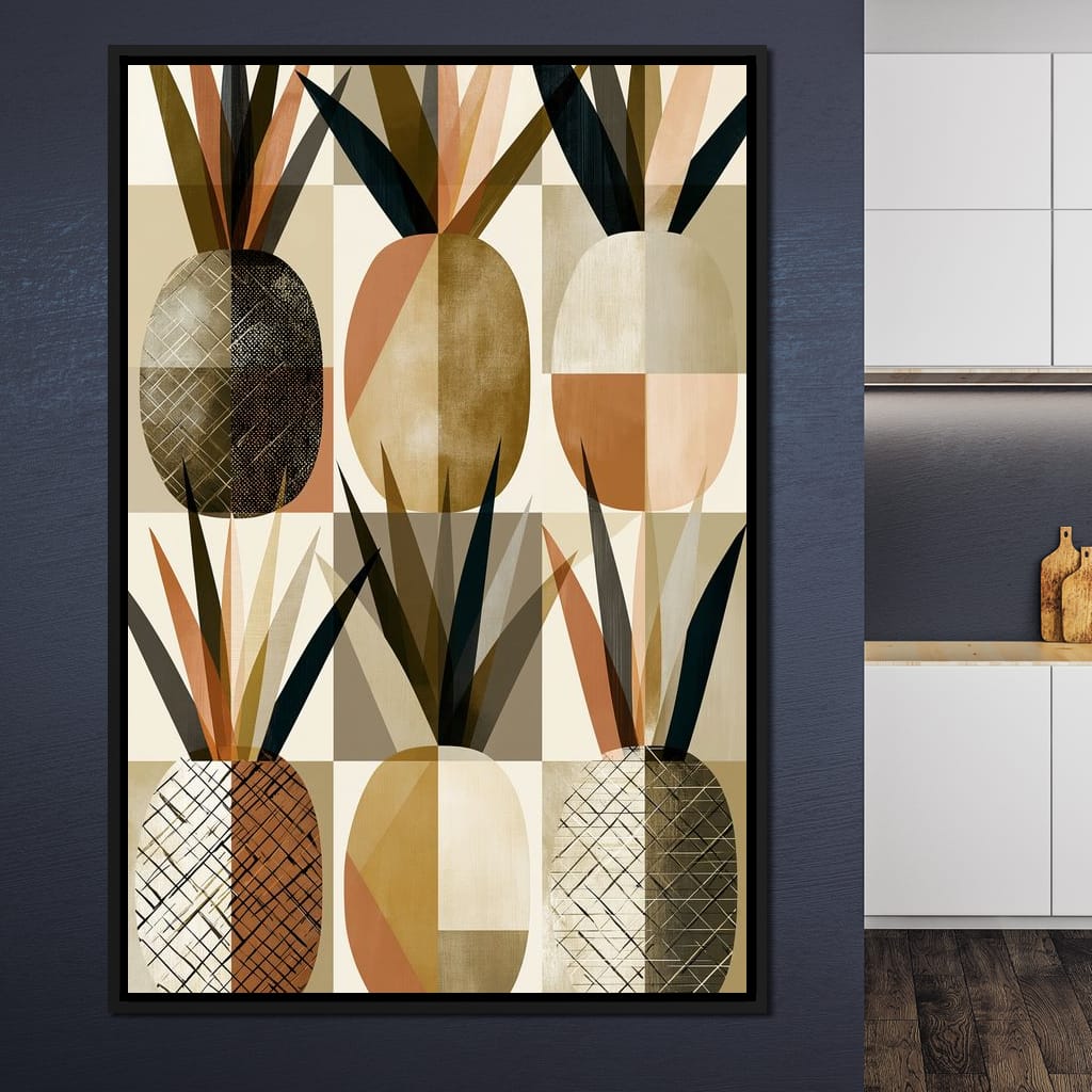 Geometric Tropical Pineapples Study Canvas Wall Art