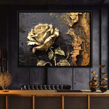 Golden Rose Canvas Wall Art