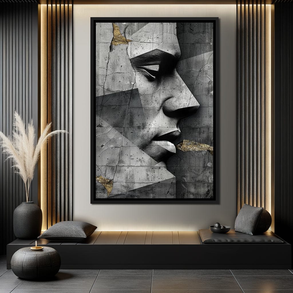 Monochrome Geometric Visage Canvas Wall Art