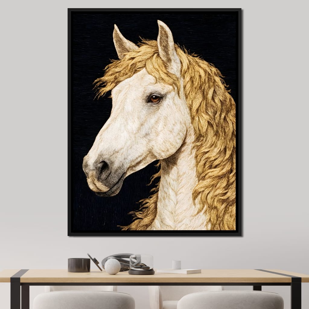Golden Mane Horse Portrait Canvas Wall Art