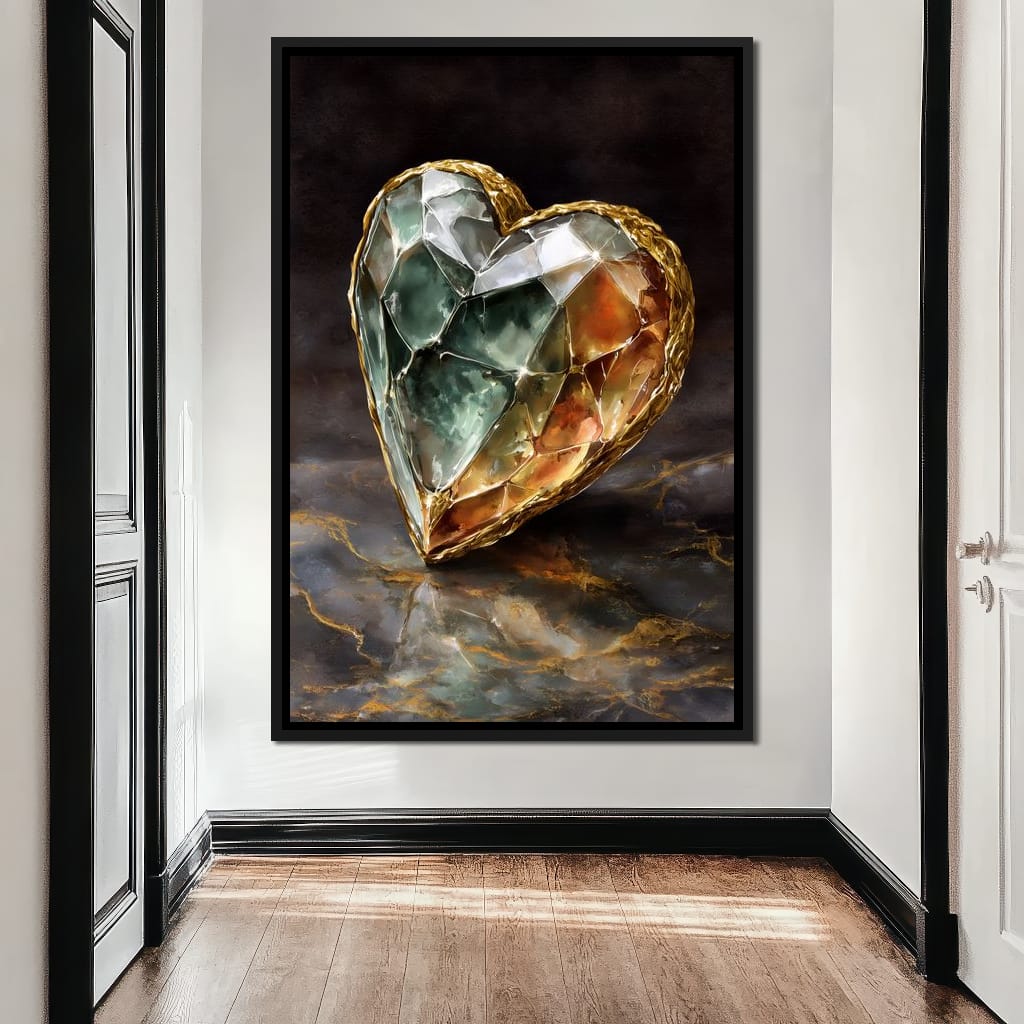Gilded Facet Heartstone Canvas Wall Art