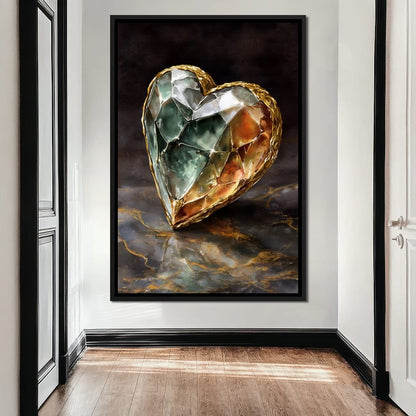 Gilded Facet Heartstone Canvas Wall Art