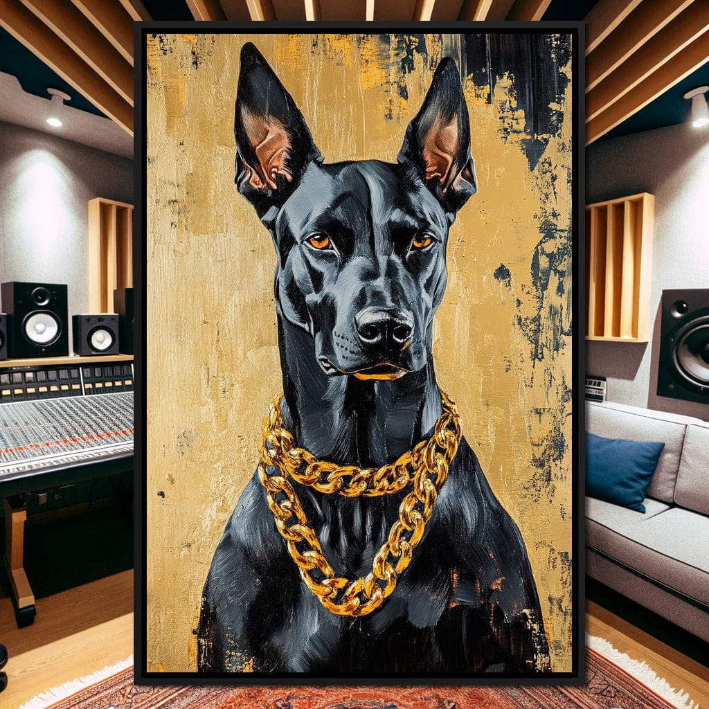 Bold Dog in Gold Canvas Wall Art