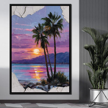 Palm Silhouettes Sunset Sky Canvas Wall Art