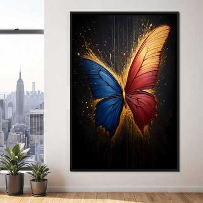 Red & Blue Butterfly Canvas Wall Art
