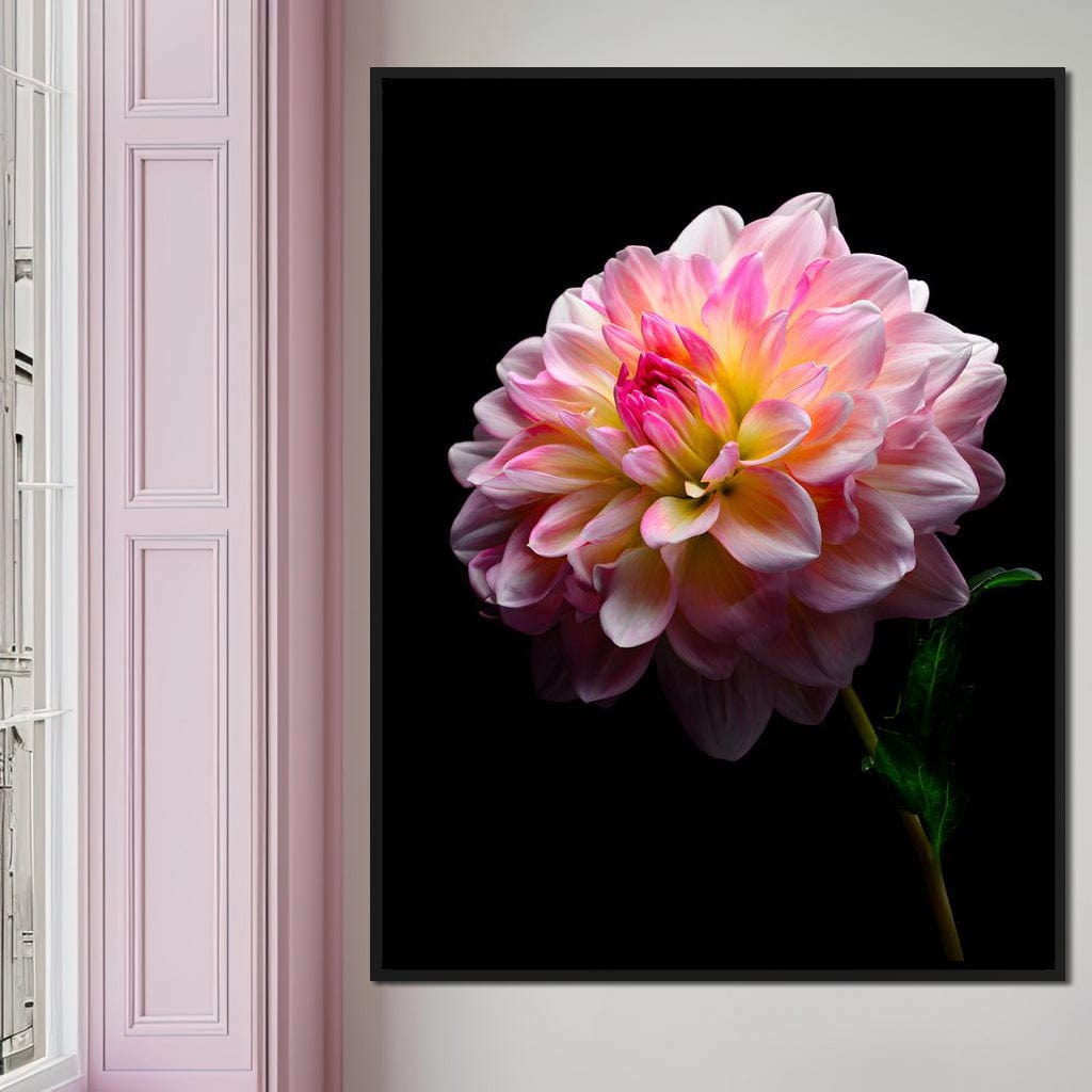 Radiant Dahlia Petals Macro Glow Canvas Wall Art