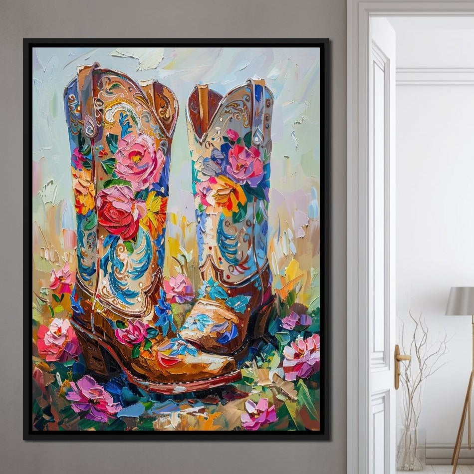 Wildflower Cowboy Boots Canvas Wall Art