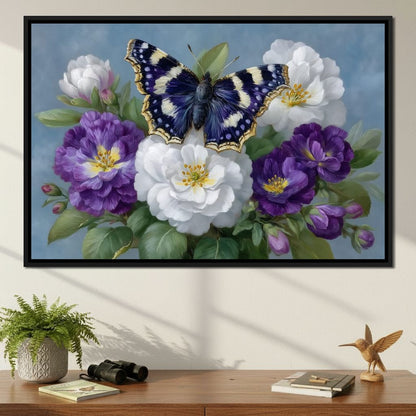 Purple Butterfly Garden Blooms Canvas Wall Art