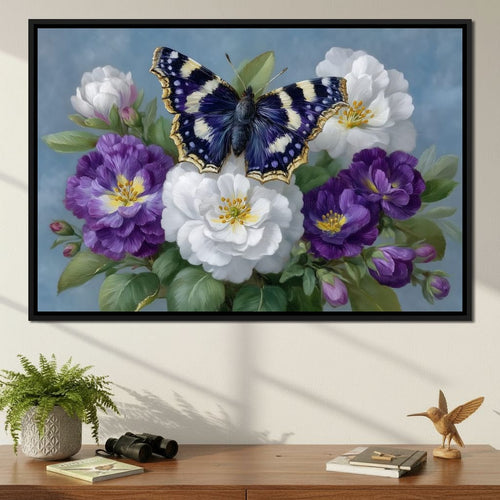 Purple Butterfly Garden Blooms Canvas Wall Art