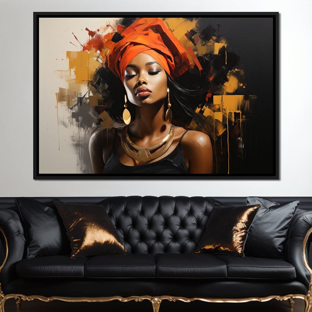 Black Gold Fashion Portrait Canvas Wall Art