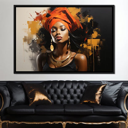Black Gold Fashion Portrait Canvas Wall Art