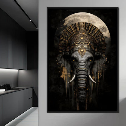 Golden Pharaoh Elephant King Canvas Wall Art
