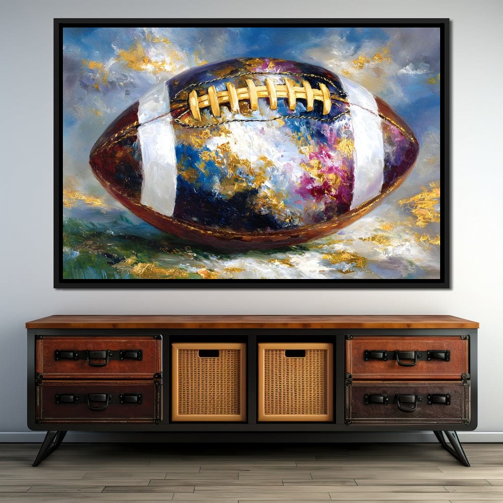Golden Gridiron Glory Ball Canvas Wall Art