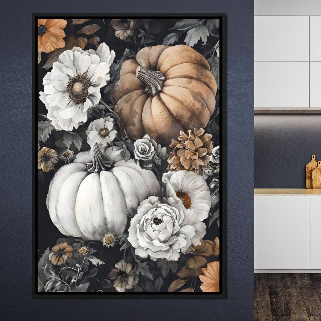 Autumn Pumpkin Floral Reverie Canvas Wall Art