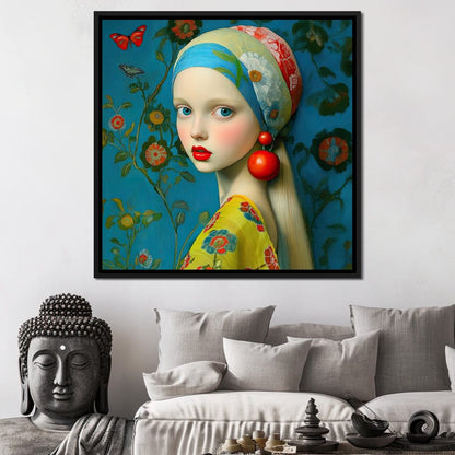 The Girl with the Scarlet Earring Canvas Wall Art