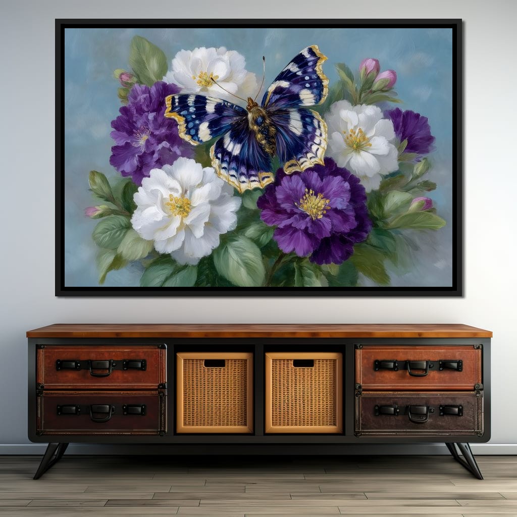 Sapphire Butterfly Bouquet Canvas Wall Art