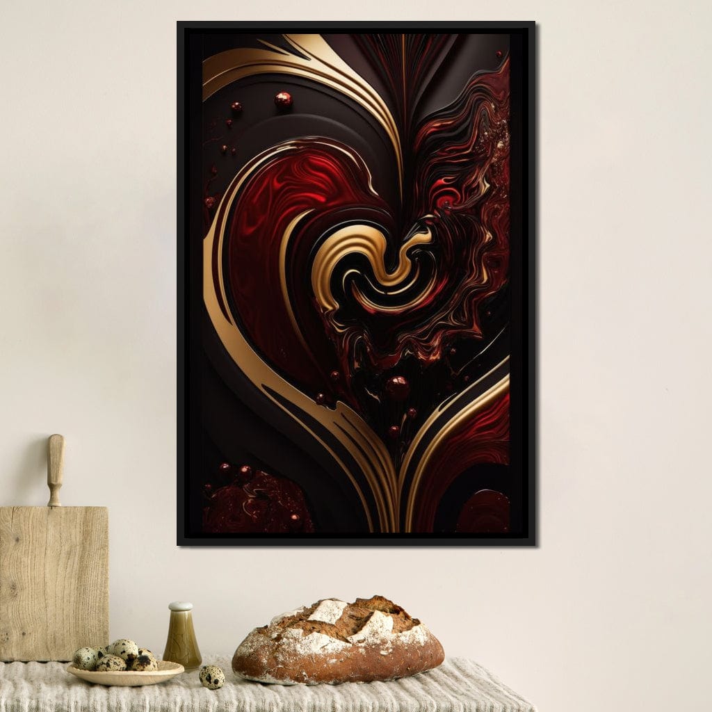 The Marble-Lux Collection: Dark Red & Vibrant Gold 05 Canvas Wall Art
