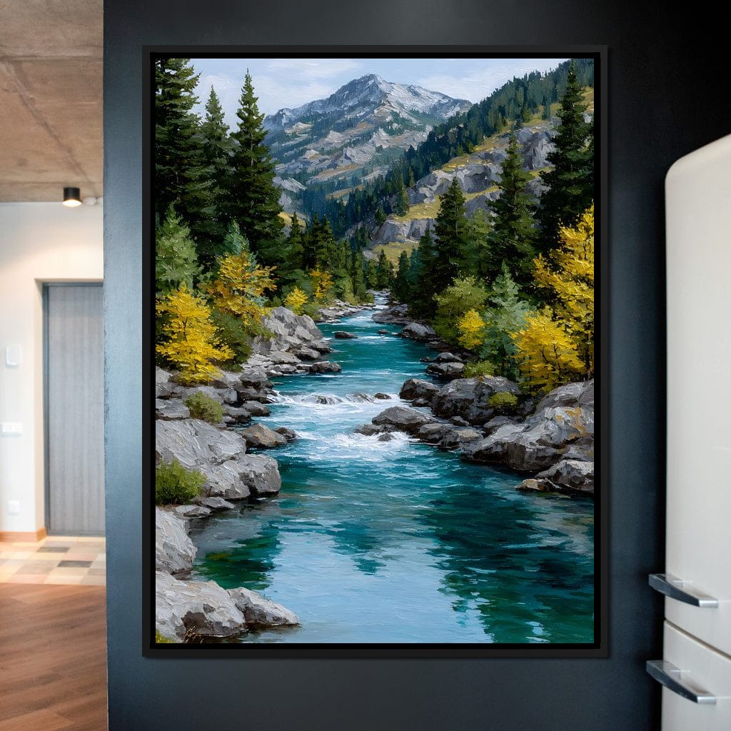 Alpine River Evergreen Peaks Canvas Wall Art