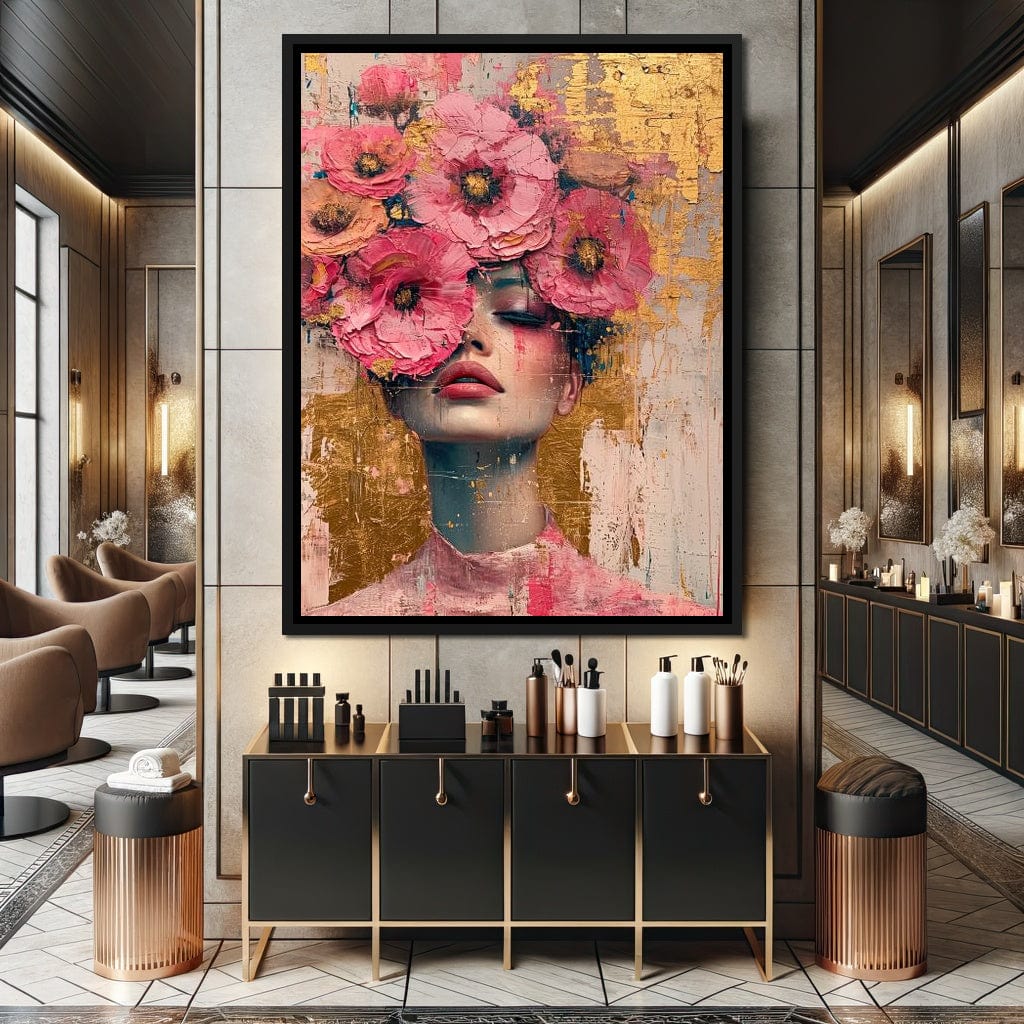 Bloomed Reverie in Gold Canvas Wall Art