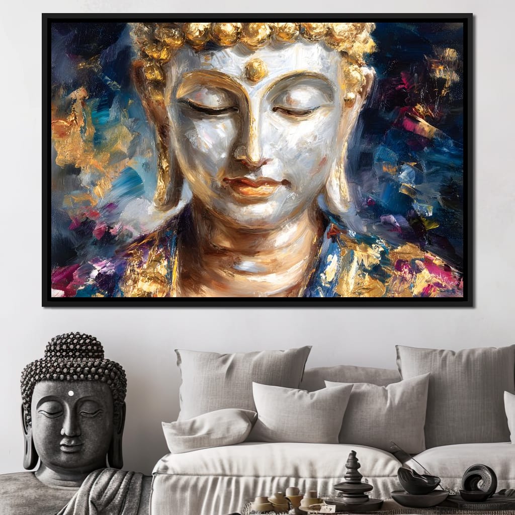 Golden Buddha Meditation Glow Canvas Wall Art