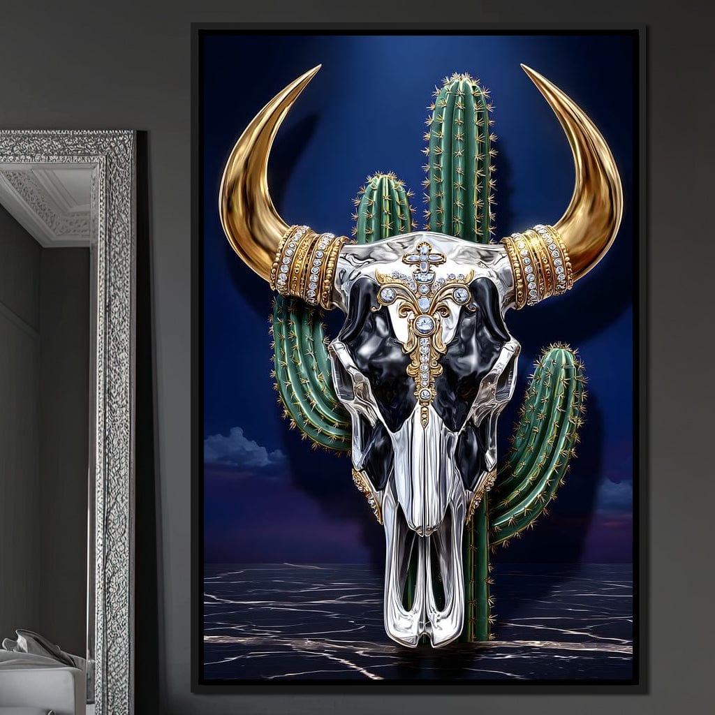 Golden Bull Skull Desert Luxe Canvas Wall Art