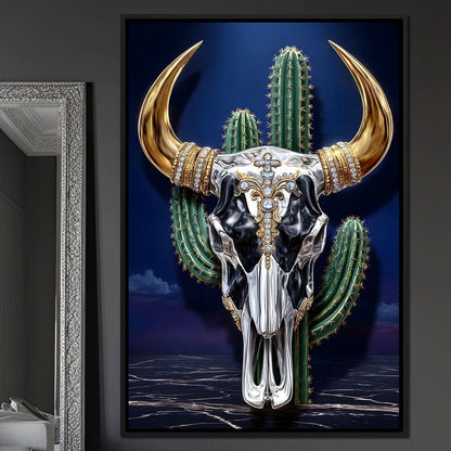 Golden Bull Skull Desert Luxe Canvas Wall Art