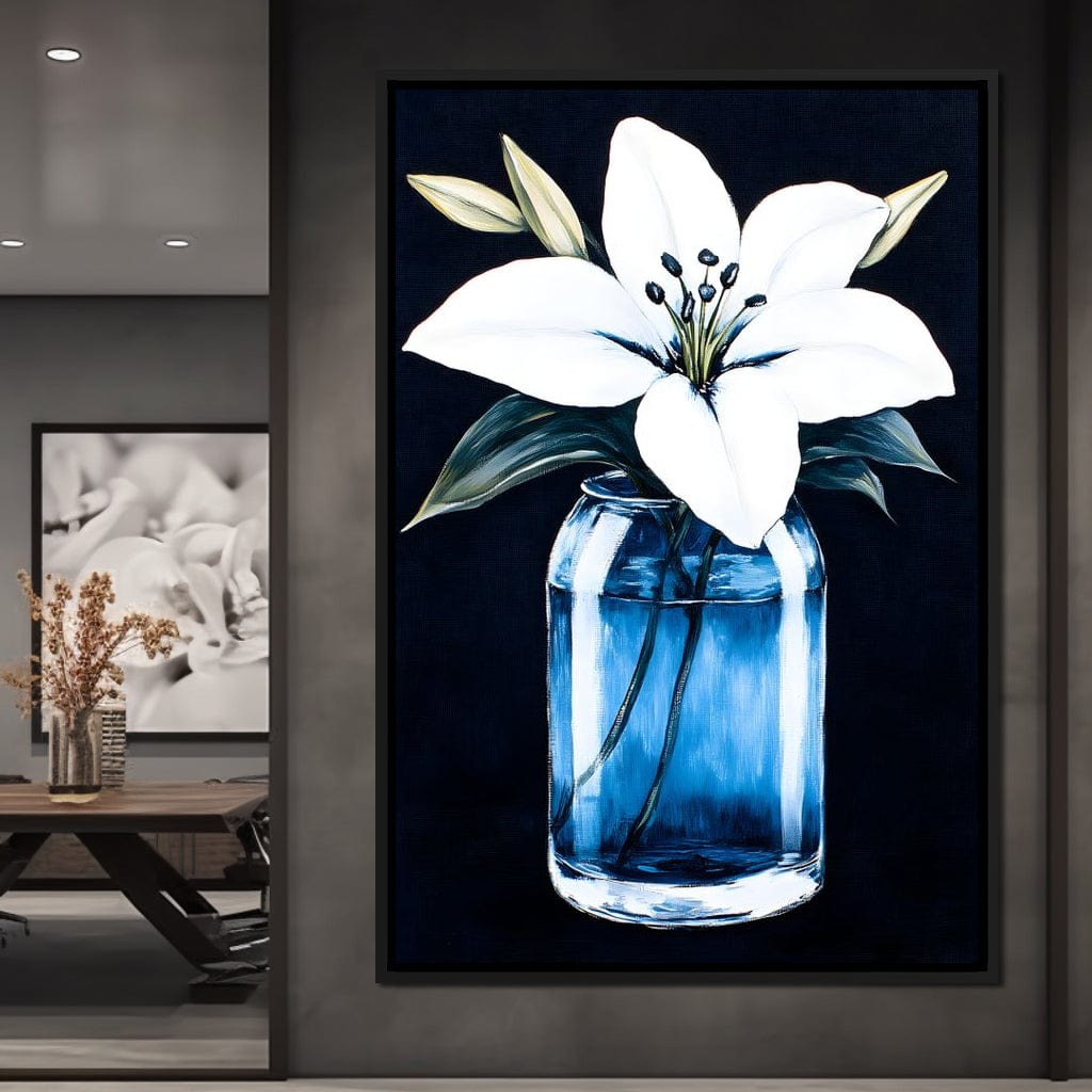 Petals In Glass Reflection Canvas Wall Art
