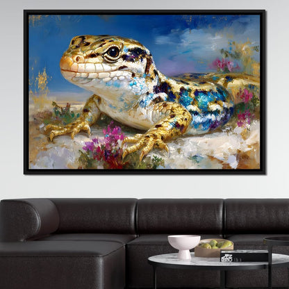 Golden Lizard Meadow Glow Canvas Wall Art