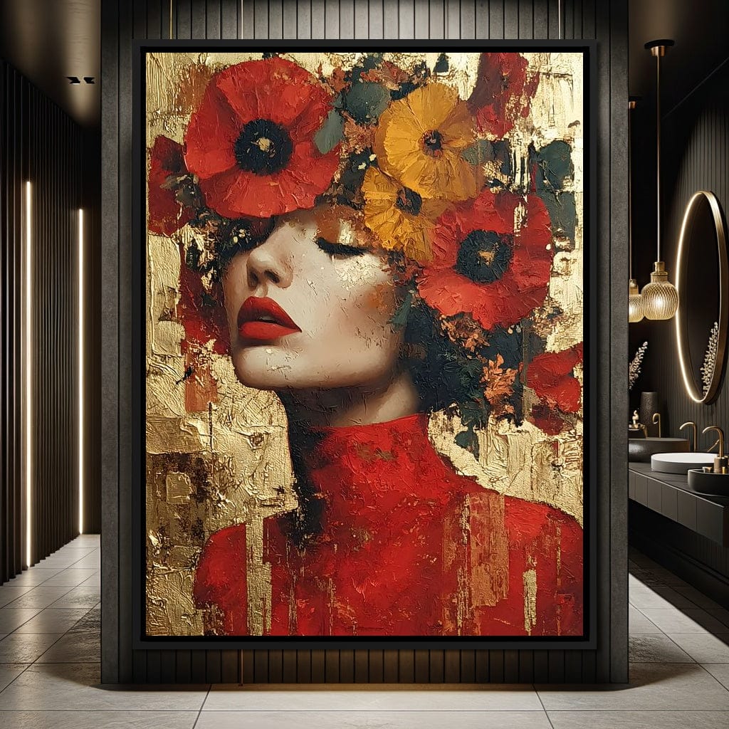 Golden Radiant Floral Muse Canvas Wall Art