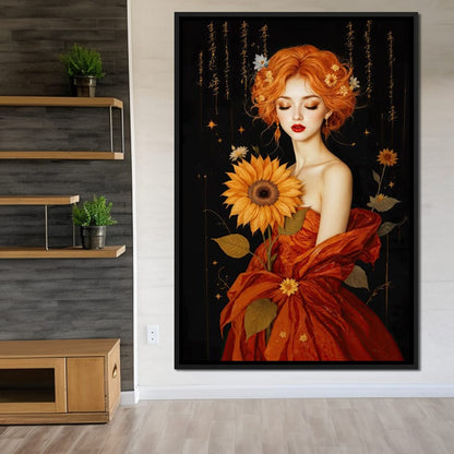 Lady Sunflower Canvas Wall Art