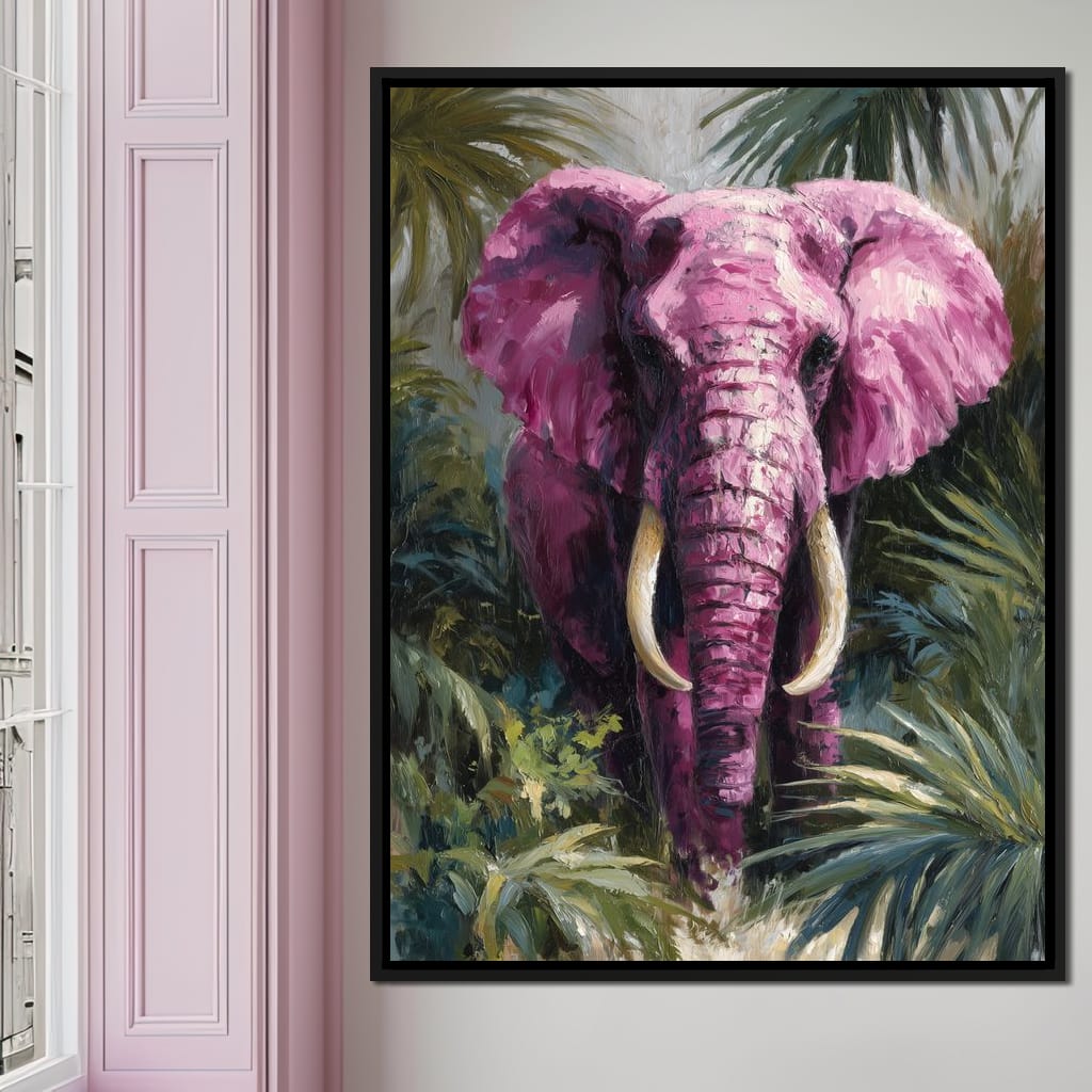 Magenta Elephant Jungle Glory Canvas Wall Art