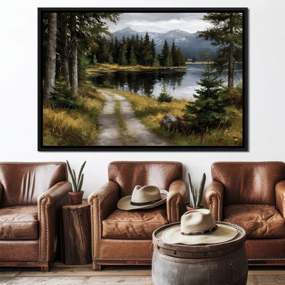 Alpine Lake Forest Pathway Canvas Wall Art