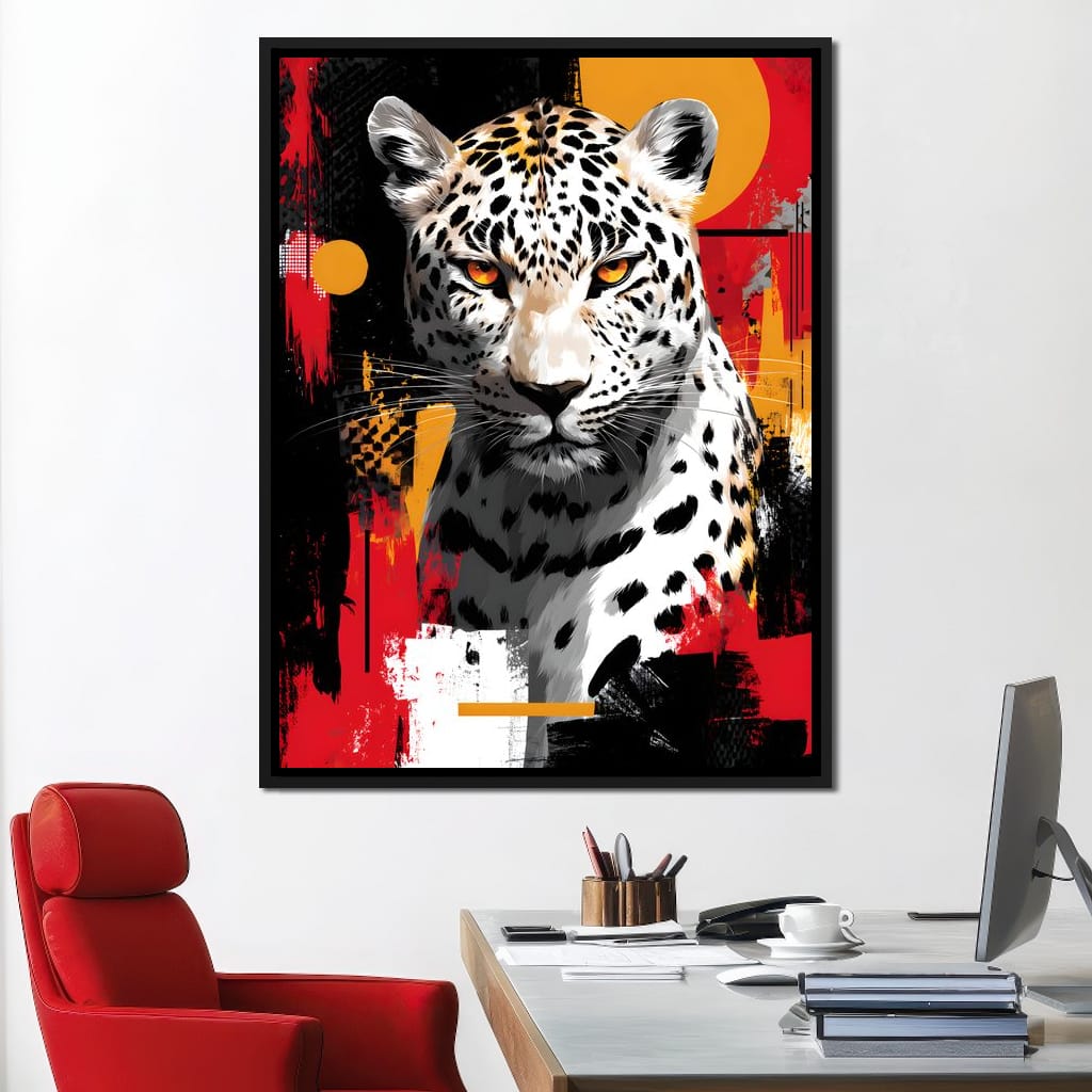 Golden Sun Leopard Stare Canvas Wall Art