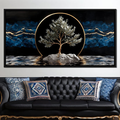 Golden Olive Tree Halo Reflection Canvas Wall Art