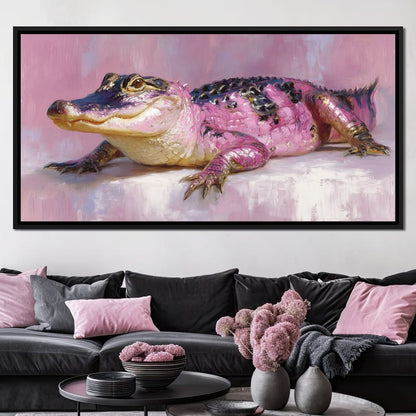 Pink Gator Lounge Portrait Canvas Wall Art