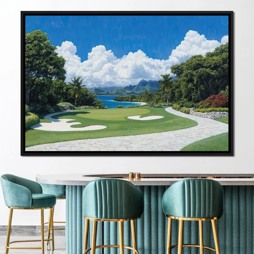 Tranquil Shoreline Golf Retreat Canvas Wall Art