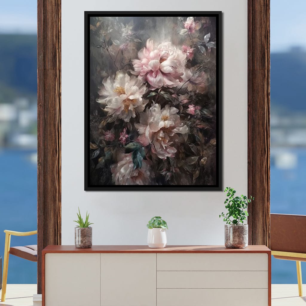 White & Pink Flowers Canvas Wall Art