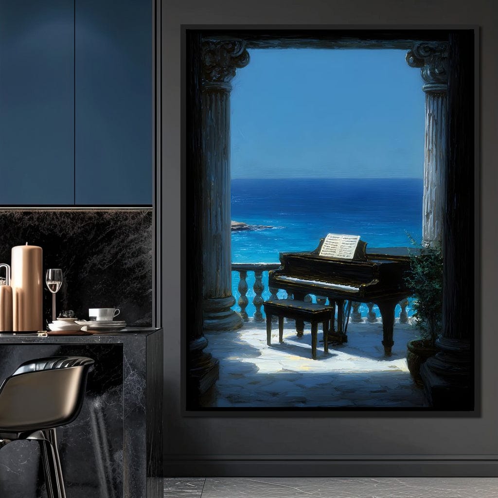 Seaside Sonata Grand Piano View Canvas Wall Art