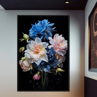 Midnight Flower Symphony Canvas Wall Art